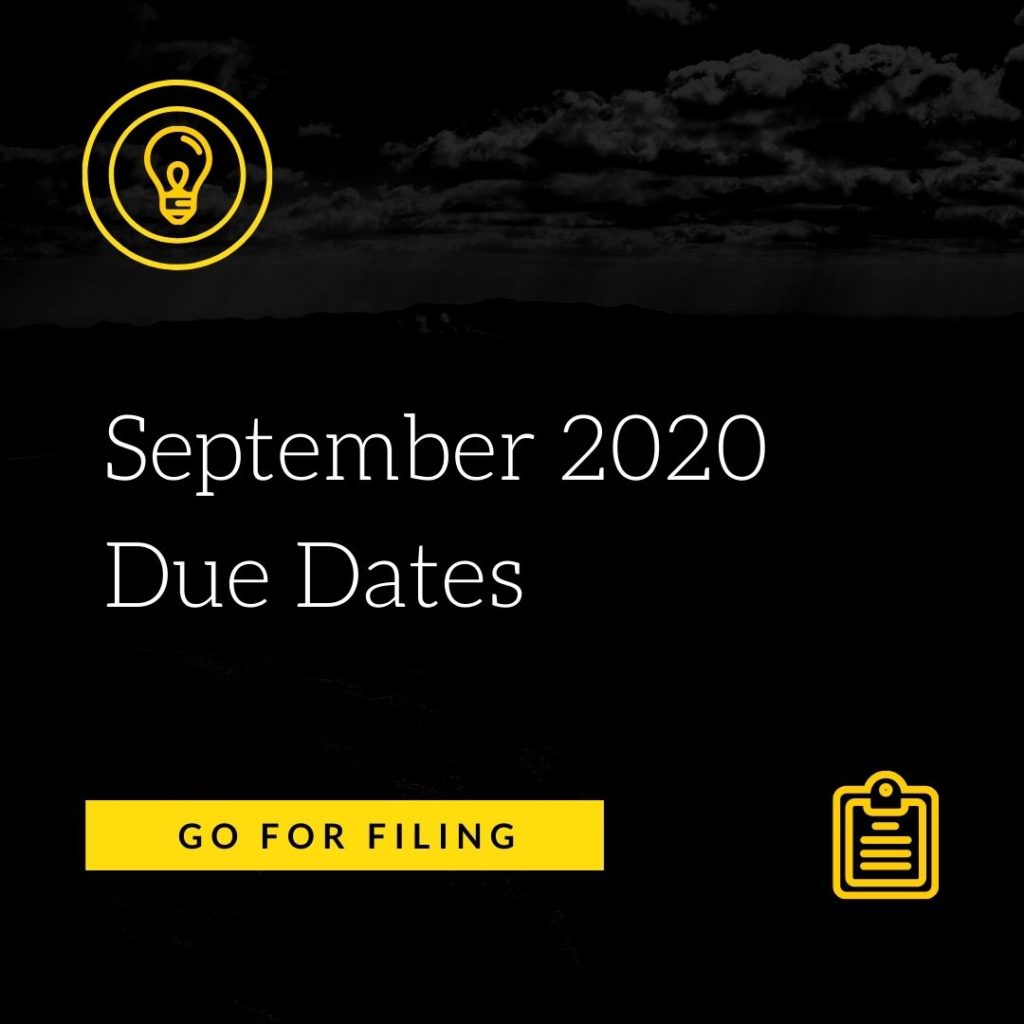 September 2020 Due Dates