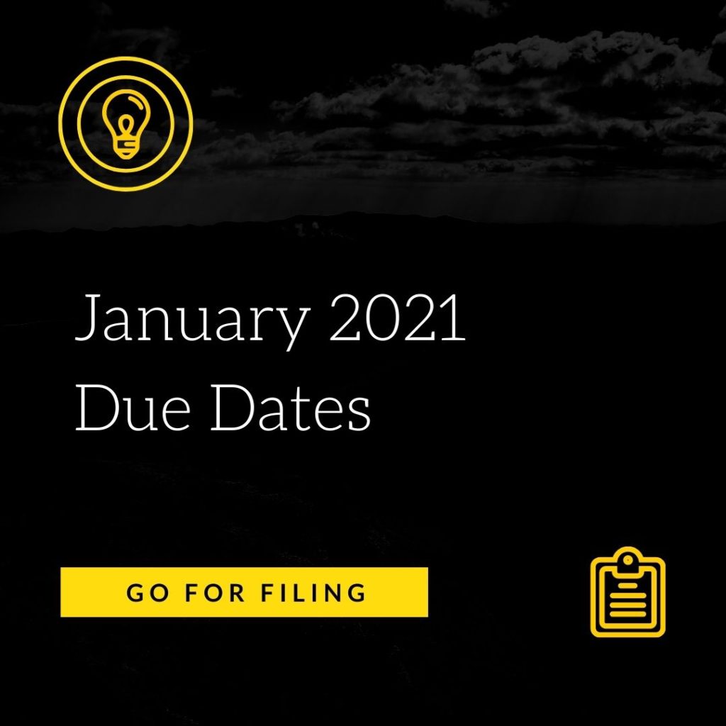 January 2021 Due Dates