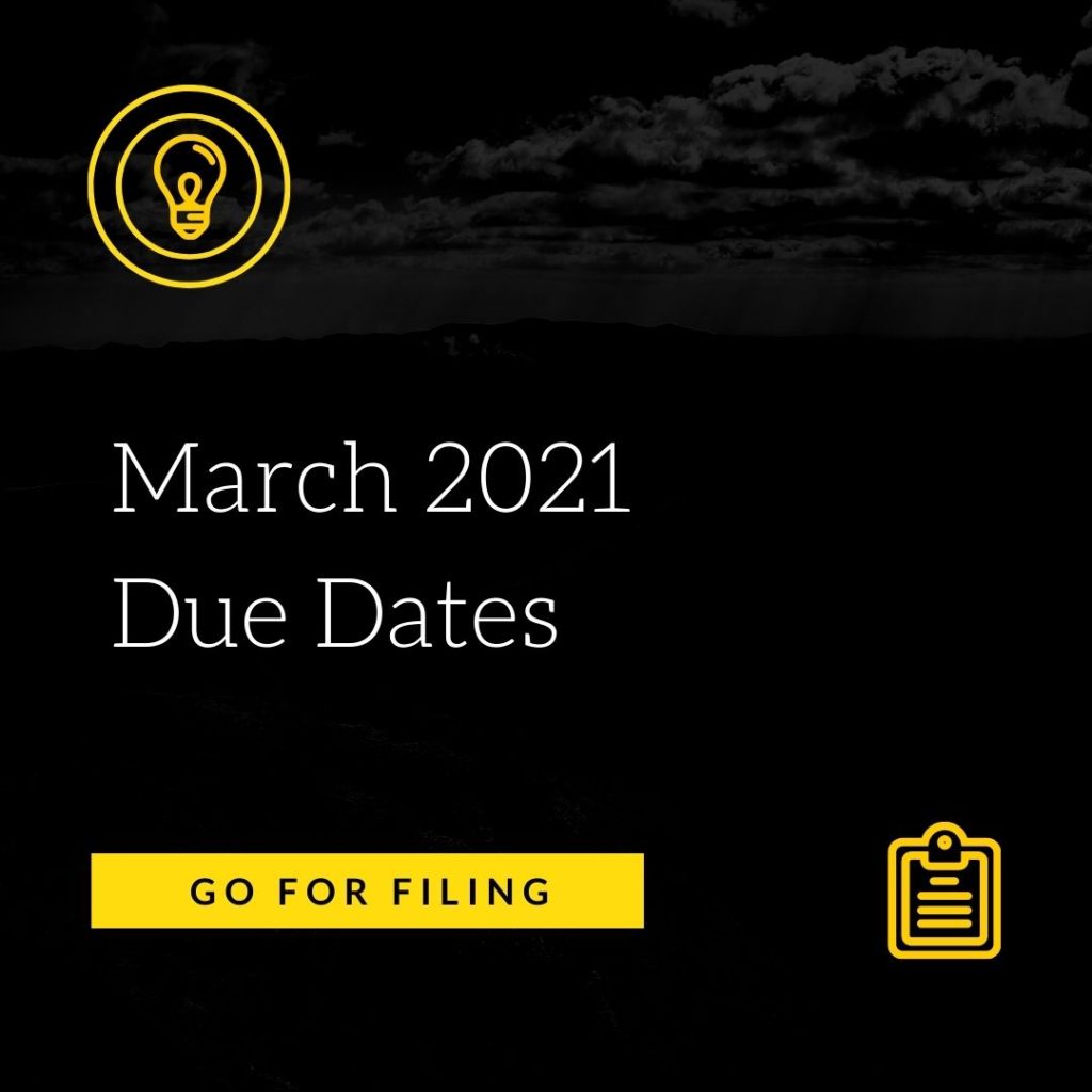 March 2021 Due Dates