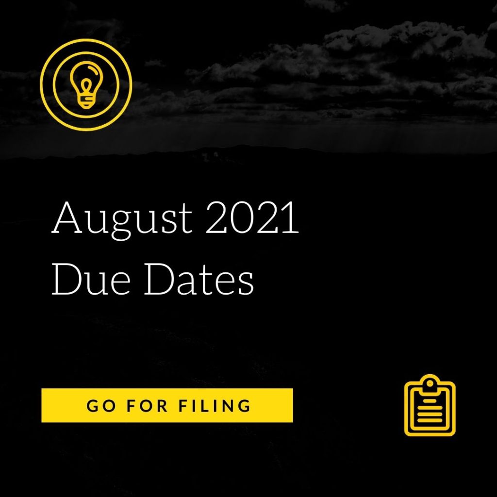 August 2021 Due Dates