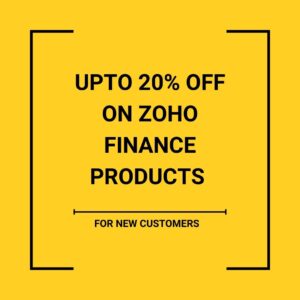 Upto 20% off on Zoho Finance products