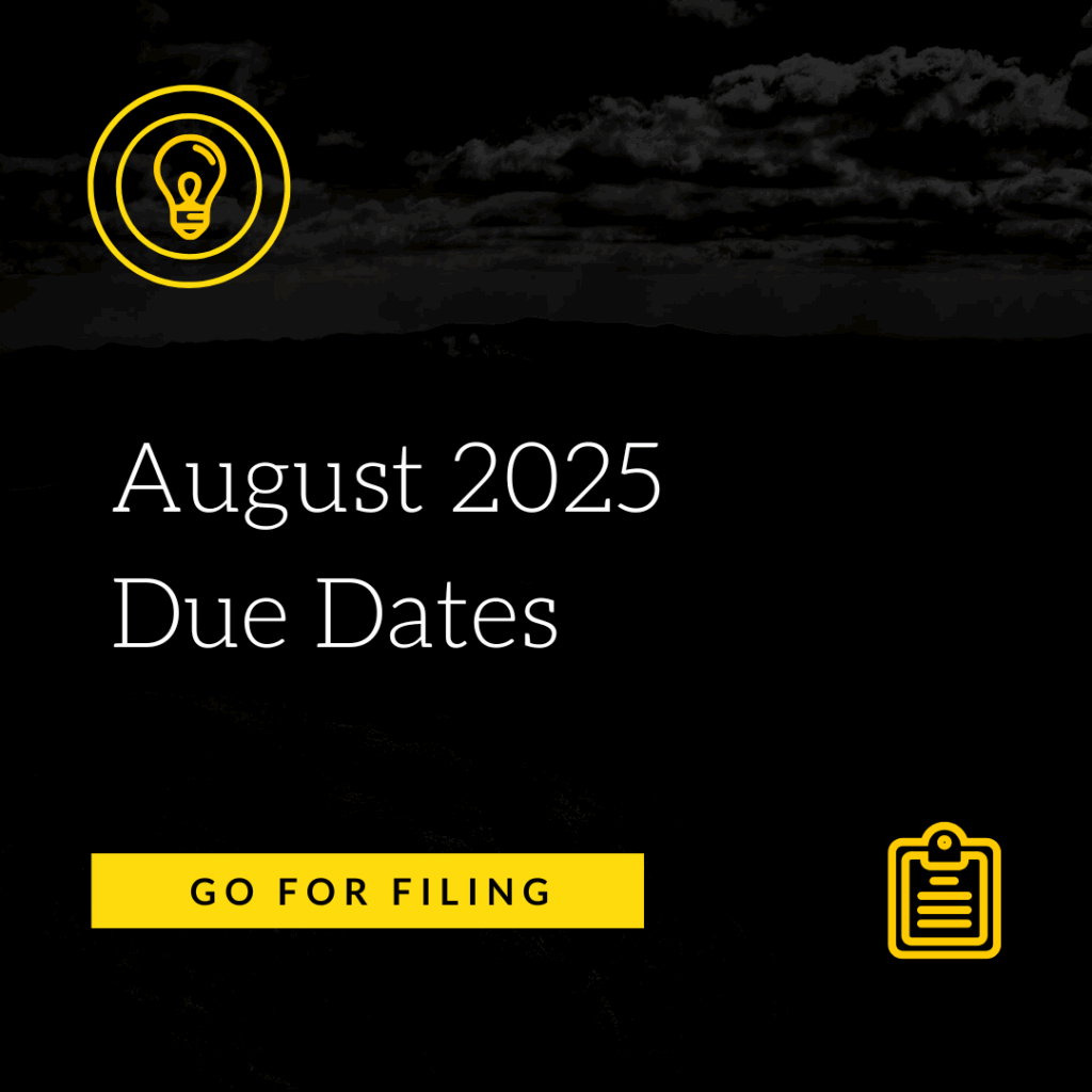 August 2025 Due Dates