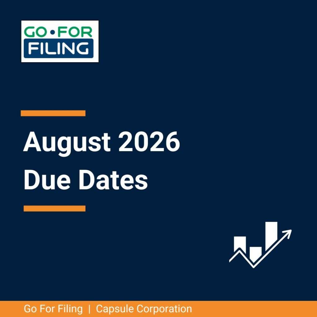 August 2026 Due Dates